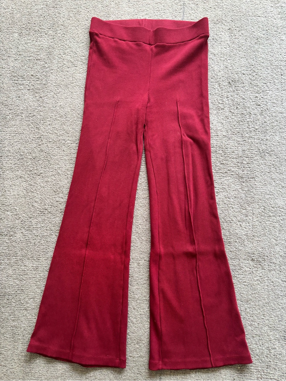 DONNI. Rib Kick Flare Pants Oxblood Red Size S